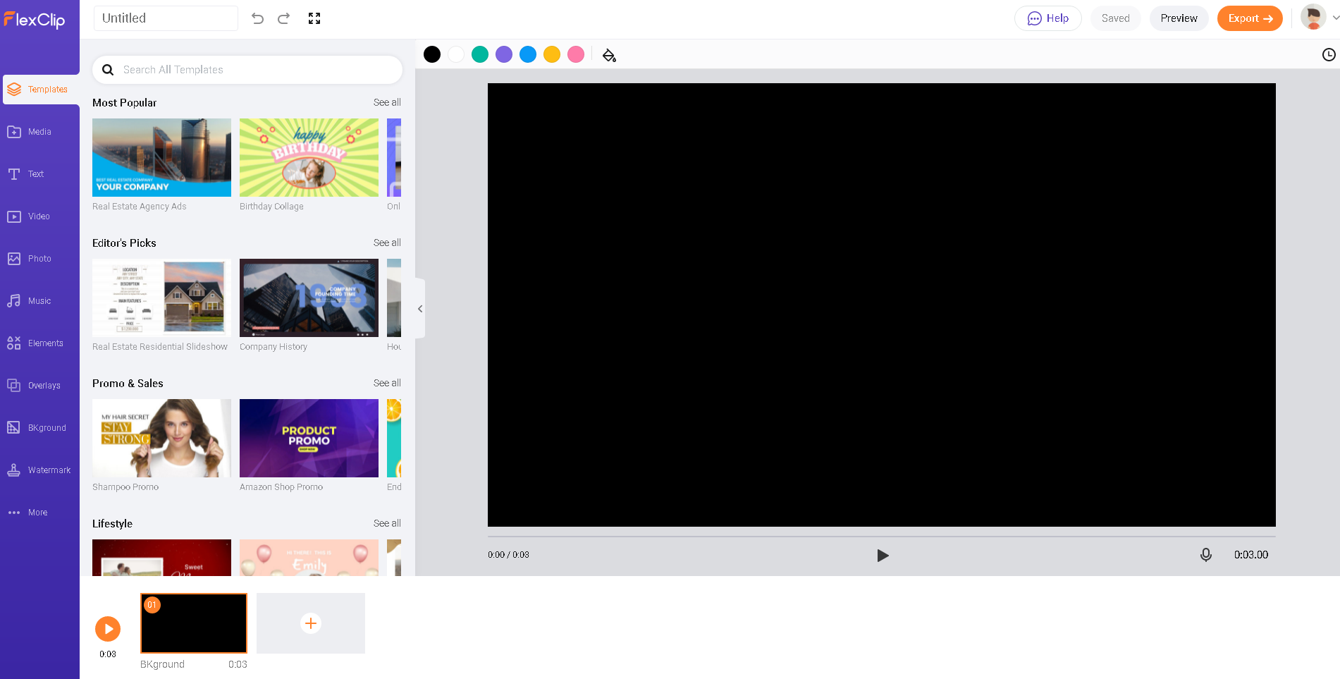 Modo Storyboard en FlexClip